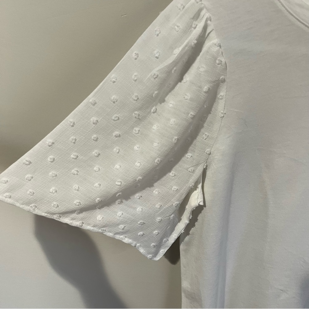 LOFT Swiss Dot Flutter Sleeve White T-Shirt - Size M